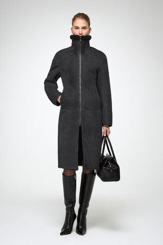 Sobretudo slim em shearling - Cinzento-escuro