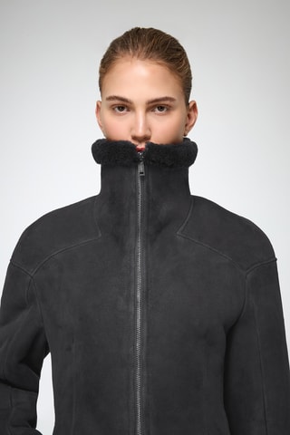 Sobretudo slim em shearling - Cinzento-escuro