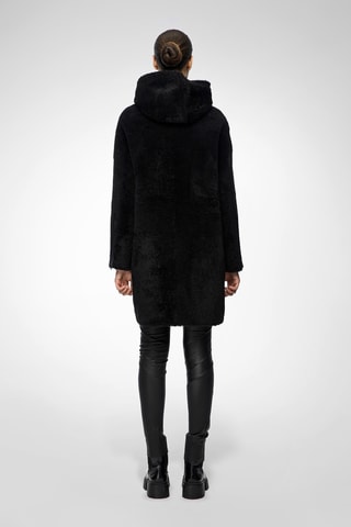 Shearling Jas regular Fit met Capuchon - Zwart