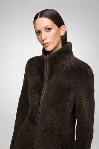 Shearling Jas Slim Fit - Bruin