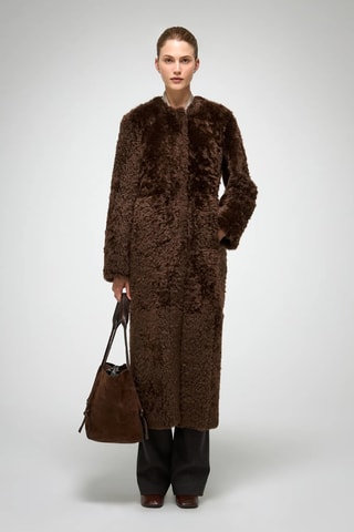 Shearling Jas Slim Fit - Bruin