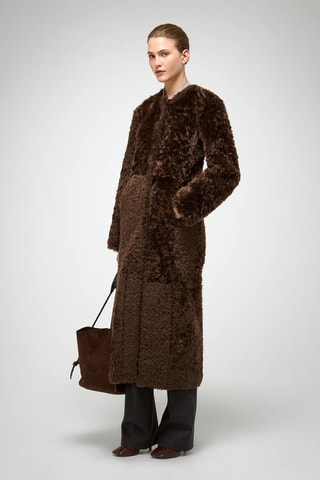 Shearling Jas Slim Fit - Bruin
