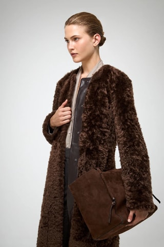 Shearling Jas Slim Fit - Bruin