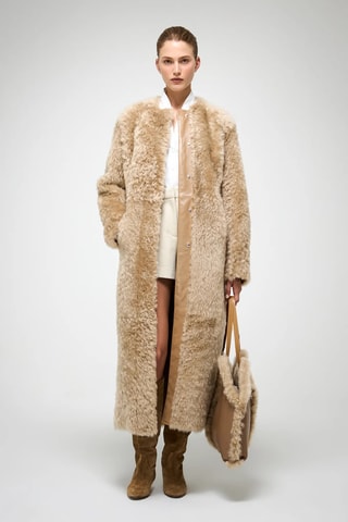 Shearling Jas Slim Fit - Lichtbruin