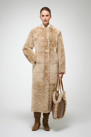 Shearling Jas Slim Fit - Lichtbruin