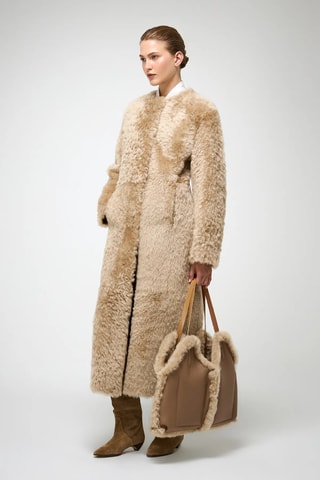 Shearling Jas Slim Fit - Lichtbruin