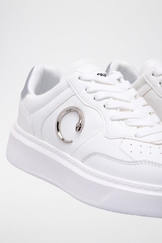 Baskets en cuir - Blanc et argenté - Blanc