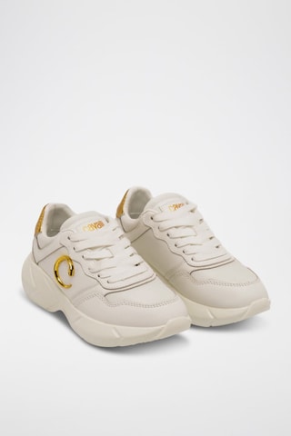 Baskets en cuir - Noir, beige et doré