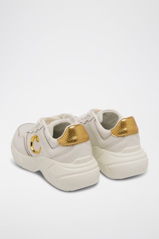 Baskets en cuir - Noir, beige et doré