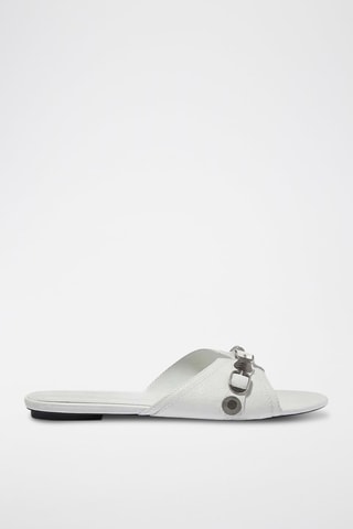 Mules en cuir Cagole - Balenciaga - Blanc et argenté
