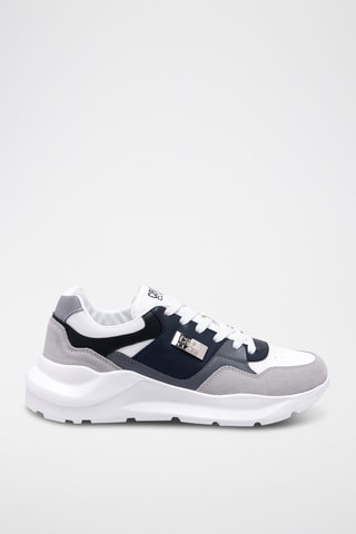 Baskets en nubuck - Gris et bleu - Blanc, bleu et gris