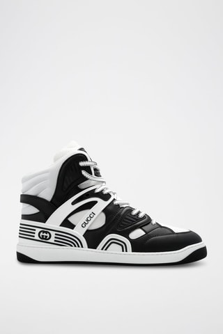 Sneakers montantes en cuir - Gucci - Blanc et noir