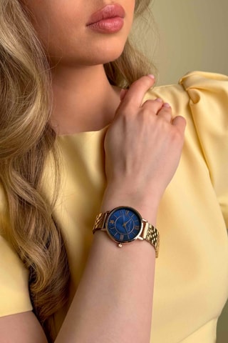 Set Stalen Quartz Horloge en Armband Petite Blue