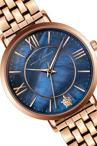 Set Stalen Quartz Horloge en Armband Petite Blue