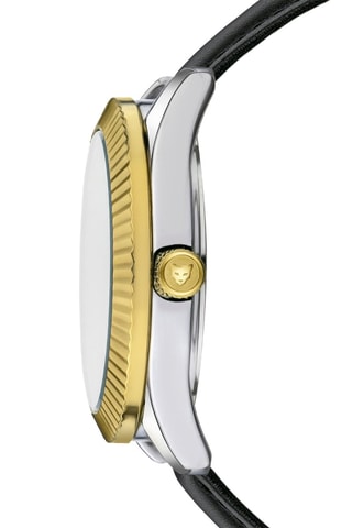 Leren Quartz Horloge met Zirkonia’s Edinburgh - Zwart en Goudkleurig