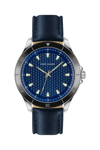 Leren Quartz Horloge Valletta - Blauw en Zwart