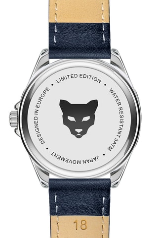 Leren Quartz Horloge Valletta - Blauw en Zwart