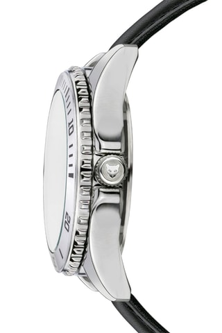 Leren Quartz Horloge Oslo - Zwart en Wit