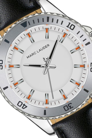 Leren Quartz Horloge Oslo - Zwart en Wit