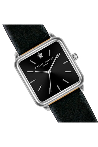 Set Leren Quartz Horloge en Open Armband Night Voyage