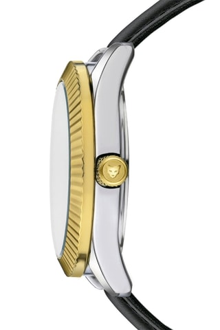 Leren en Stalen Quartz Horloge met Zirkonia’s Aires