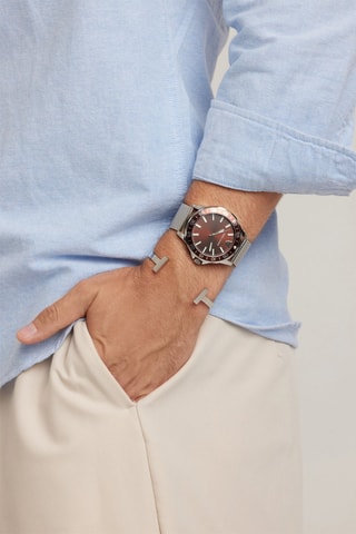Stalen Quartz Horloge Ljublijana - Zilverkleurig en Bruin