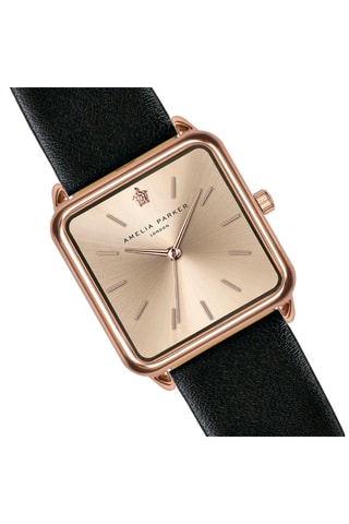 Set Leren Quartz Horloge en Armband Gold Plaza