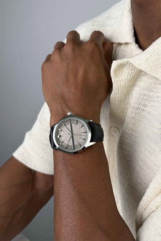 Leren Quartz Horloge - Zwart