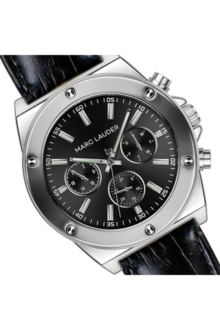 Leren Quartz Horloge Mykonos Zilverkleurig en Zwart