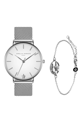 Set Stalen Quartz Horloge en Armband Pure