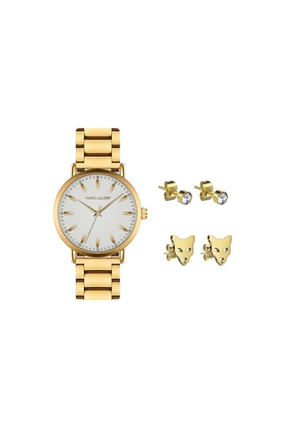 Set Stalen Quartz Horloge met Zirkonia’s en Oorbellen Florence