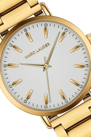 Set Stalen Quartz Horloge met Zirkonia’s en Oorbellen Florence