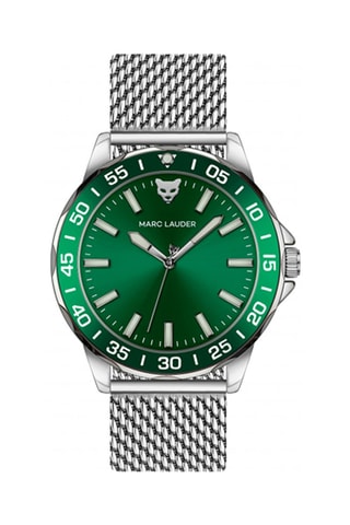 Stalen Quartz Horloge Vilnius Zilverkleurig en Groen