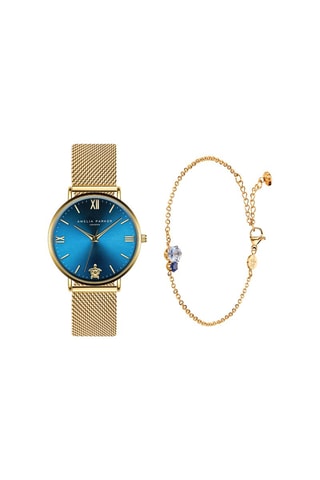 Set Stalen Quartz Horloge en Armband van Zirkonia's Meeru Island 