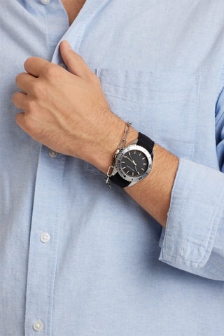 Leren Quartz Horloge Istanbul - Zilverkleurig en Zwart