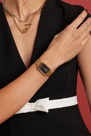 Stalen Quartz Horloge Carlie - Goudkleurig en Zwart