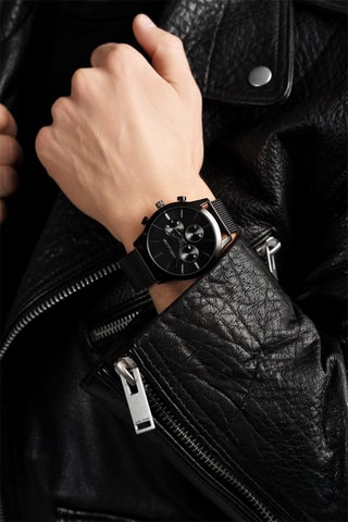 Stalen Quartz Horloge London- Chronograaf - Zwart