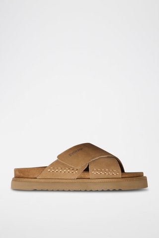 Mules en nubuck Rose - Marron