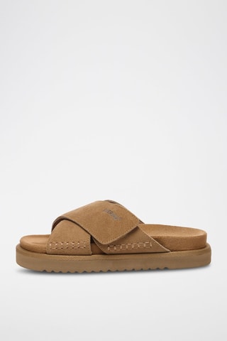 Mules en nubuck Rose - Marron