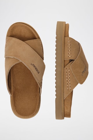 Mules en nubuck Rose - Marron