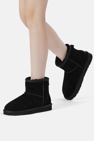 Gevoerde Nubuck Enkellaarzen Ostrich  - Zwart