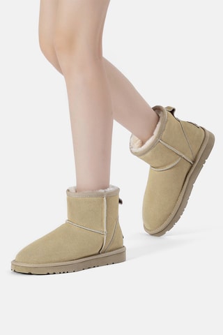 Gevoerde Nubuck Enkellaarzen Ostrich  - Beige