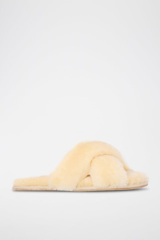 Gevoerde Schapenwollen Muiltjes Dove - Beige