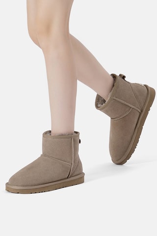 Gevoerde Nubuck Enkellaarzen Ostrich  - Beige
