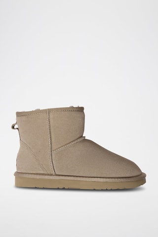 Gevoerde Nubuck Enkellaarzen Ostrich  - Beige