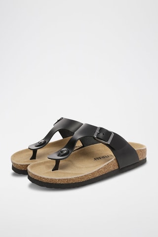Tongs en cuir Flamingo - Noir
