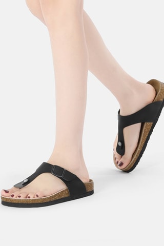 Tongs en cuir Flamingo - Noir