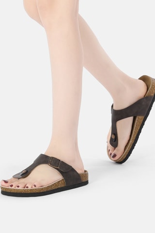 Tongs en cuir Flamingo - Marron