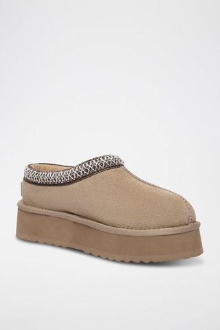 Gevoerde Platform Nubuck Pantoffels Wonga  - Beige