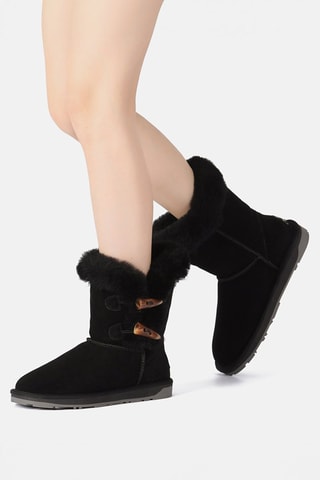 Gevoerde Nubuck Enkellaarzen Stork  - Zwart